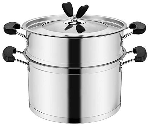 Juego de olla a vapor y olla de vapor de acero inoxidable con tapa y olla (tamaño: segundo piso) (segundo piso)