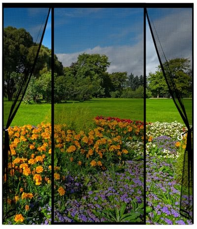 Zanzariera Magnetica 140x230cm con Doppia Apertura Laterale per Porta Scorrevole e Balcone, Auto Chiusura Anti Zanzare Rete