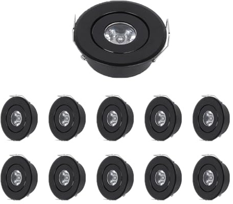 MRDEER 230V IP44 LED Einbaustrahler Ø20mm Schwenkbar Einbauspots Schwarz | 10er Set Deckenspots Einbauleuchten Mini Slim 20mm Ultra Flach, Warmweiß 3000K, Für Wohnzimmer Ausstellungshalle