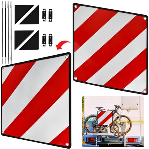 KYYGKY Pannello di Avvertimento Italia Segnale Riflettente Rosso Bianco Cartello per Carichi Sporgenti Omologato Cartello Carichi Sporgenti Omologato per portabiciclette portabiciclette camper