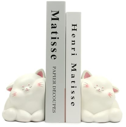 Suerhatcon Niedliche Katze Buchstützen Kreative Harz Buchständer rutschfeste Buch Holder für Zuhause Büro Bibliothek Schule
