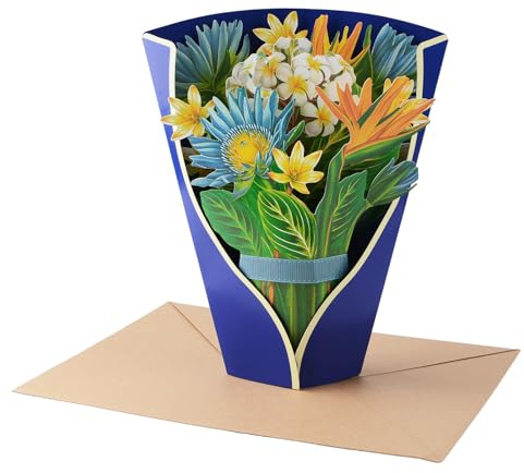 HICOHAND Blumenstrauß-Blumenkarten, 1 Packung Papierblumen-Pop-Up-Karten, 3D-Popup-Grußkarten mit Umschlag für Abschlussfeier, Jahrestag, Geburtstag, Glückwunsch