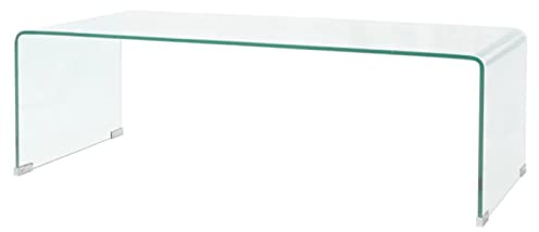 Xichuzi Mesa de Centro Vidrio, Mesas Auxiliares para Salon, Mesita Salon, Mesa Centro Salon, Muebles De Salon Modernos, Templado 98x45x30 cm Claro