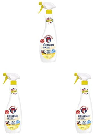 Chanteclair - Spray Dégraissant Universel Citron Nettoyant, Idéaux sur Tout, Efficaces Partout, Fonctionne Tête en Bas - 600 ml (Lot de 3)