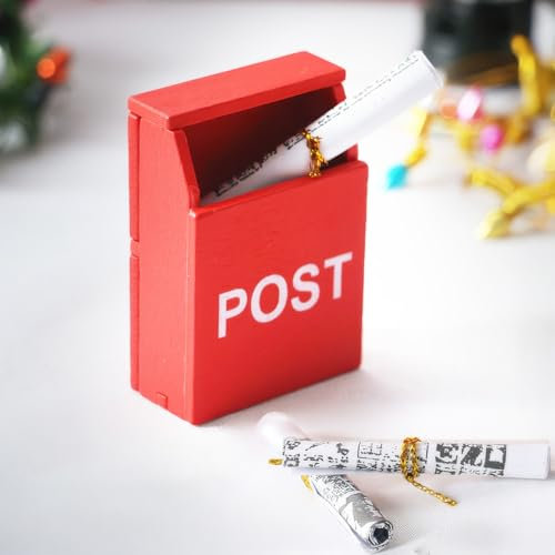 Cassetta postale rossa: accessori per gnomo, decorazione natalizia, cassetta delle lettere con 3 giornali