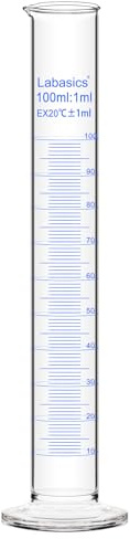 Labasics 1-Pack 100 ml Borosilicate Glass Graduated Cylinder, Heavy-Duty Measuring Cylinder for Laboratory Use