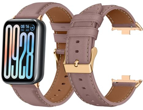 LanQii Läderarmband kompatibelt med Xiaomi Mi Band 9 Pro/Xiaomi Mi Band 8 Pro, ersättningsarmband i mjukt läder, för kvinnor och män, klockarmband för Xiaomi Smart Band 9 Pro/Xiaomi Smart Band 8 Pro,