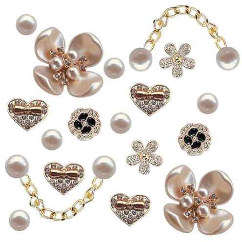 Croc Charms, 18 PCS Crystal Bling Shoe Charms, Rhinestone Flower Designer Shoe Decoration, Sparkly Aesthetic Croc Accessories for Women Girls Kids Gifts