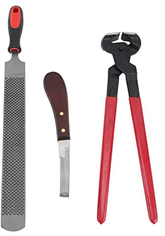 Lybunair Doppelseitiges Feilen-Hufschneider-Werkzeugset, Stahlzange, Schere, Nagelknipser, Hufreparatur-Werkzeugset für Schafe, Esel, Pferde, Rinder, Pferde