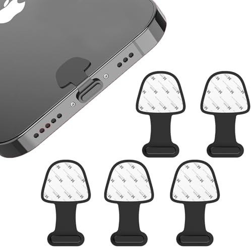 XINCHENG 5Pcs USB C Cover, Type C Dust Plug with Anti Lost Adhesive Stickers, Charging Port Protector Compatible with Mobile Phones and Other Type-C Interface Devices