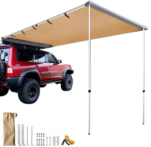 WXXSHGDW Toldo para Coche Toldo Camper Furgoneta Lateral, Tela Oxford 420D Resistente al Desgarro, al Sol y a la Lluvia PU2000mm UPF50+, Altura Ajustable, para SUV/Camioneta/Furgoneta(200x300cm/6.5x9.