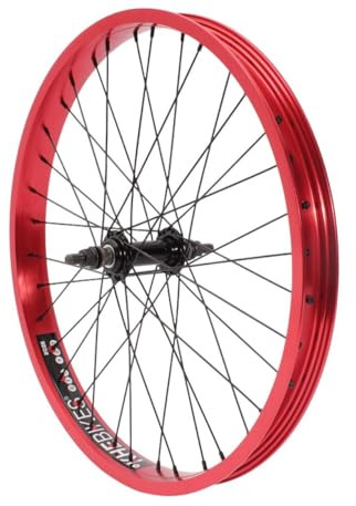 KHE Prism BMX Vorderrad, 20 Zoll, 38mm Felgenbreite, Rot Eloxiert, 10mm Achse, 36 Loch
