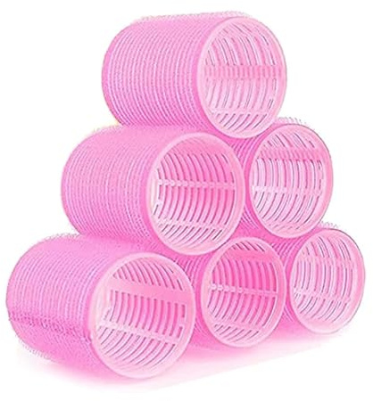 6Pcs Pink Self Grip Hair Rollers, Salon Quality Hairdressing Curlers, Pack Self Grip Hair Curlers Create Waves and Curls DIY Hairstyle Ideal for Holiday Gift, Hair Rollers