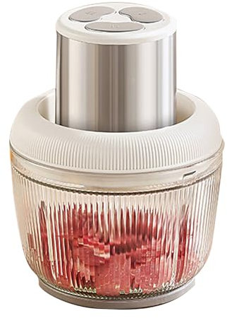 Food Processor with Two Bowls and Two Knives, 3-Speed Adjustable, Electric Vegetable Cutter for Meat and Vegetables, Anti-slip Pad