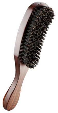 Bartbürste für Männer mit Holzgriff, Borsten, Haar und Bart | Dunkle Kaffeeoptik, für Haarschnitt im Salon, Formt Wellen und Reinigt Bart, Handlicher Griff