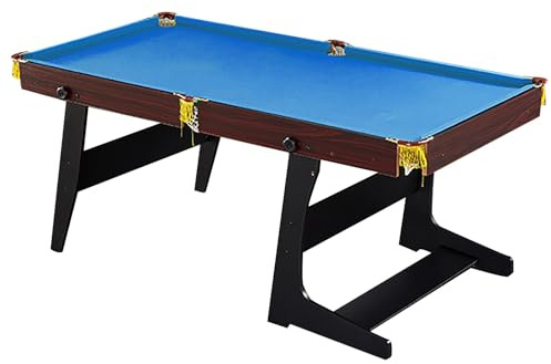 ZLLPIGLS Mesa de Billar Plegable, Mesa Billar Compacta con Tacos, Bolas, Tiza, Cepillo, Soporte Fuerte, para Sala de Juegos, Familia, Sótano(Blue)