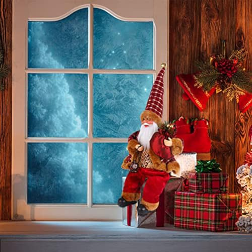 Yuanpgky Figura di Babbo Natale in piedi dotata di zaino destinato a bambole grigie, decorazione per interni ed esterni, decorazione per le vacanze, rosso, bianco, beige, panno di plastica natalizio