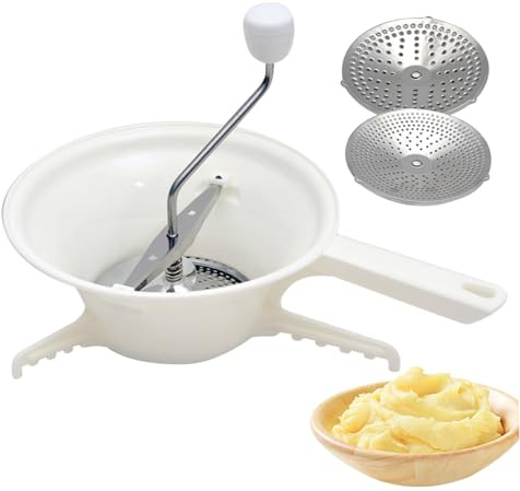 Foodmill|Food Mill for Canning with 3 Grinding Discs Plastic Food Grinders Manual Hand Rustproof Mill for Tomato Sauce, Applesauce, Cheese, Salad, Vegetable, Fruit