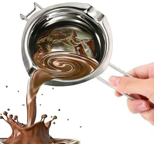 Melting Pot - 400ML Double Boiler with Heat Resistant Handle, Stainless Steel Double Boiler Pot Set, Double Boilers for Stove Top can Melt Chocolate, Butter, Candy and Candle