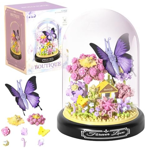 Lotvic Kit de Construction de Bouquet de Fleurs, Briques de Construction Bouquet de Fleurs avec Couvercle Anti-poussière, Bouquet Fleurs Construction, pour Décoration de la Maison et Cadeau, 582PCS