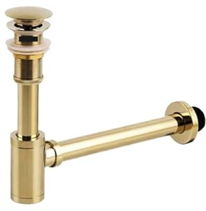 Desagüe de lavabo baño dorado, sifón latón, filtro, tapón accesorio emergente Para Lavabo De Baño y Lavabo(Type 2)