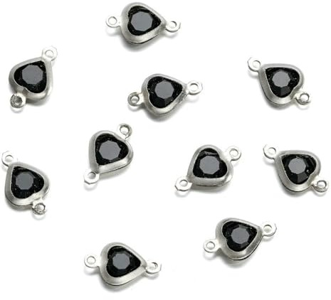 10 Stück 7,5 mm Edelstahl-Herzanhänger mit Doppelloch, bunte Kristallverbinder für DIY-Schmuckherstellung (Halsketten, Armbänder) – Stahl – Schwarz