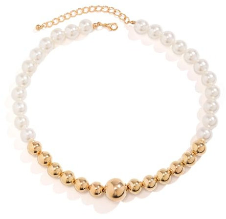 ZIAFRPN fashion Imitation Pearl and Big Ball Beaded Choker Necklace for Women Short Beads Chains Collar on Neck Accessories Fashion prezzie