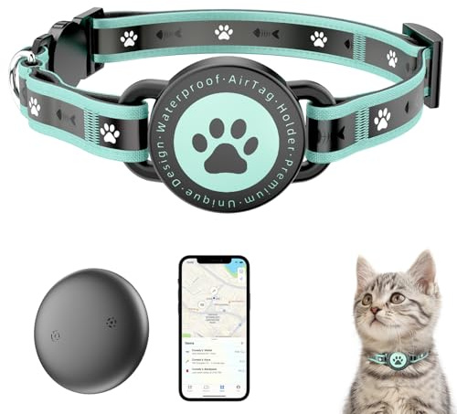 JIARUI Katzen Tracker (iOS & Android), SmartTag Tracker Ohne ABO für Katze, Kompatibel Apple Find My＆ Google Find Hud, Reflektierend GPS Katzenhalsband, Ortungsgerät Tracker für Katzen (1 Pack)