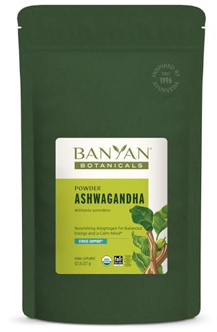 Banyan Botanicals Ashwagandha Powder – Organic Ashwagandha Root – Renowned Herbal Adaptogen for Natural Energy Support and Stress Support* – 1/2lb – Non-GMO Sustainably Sourced Vegan