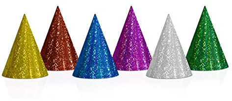 PartyDeco Holographische Geburtstag Hüte Mix Farben Weiß Hüte Party Hüte Party Kopfschmuck Verkleidung Geburtstag Dekoration Silvester