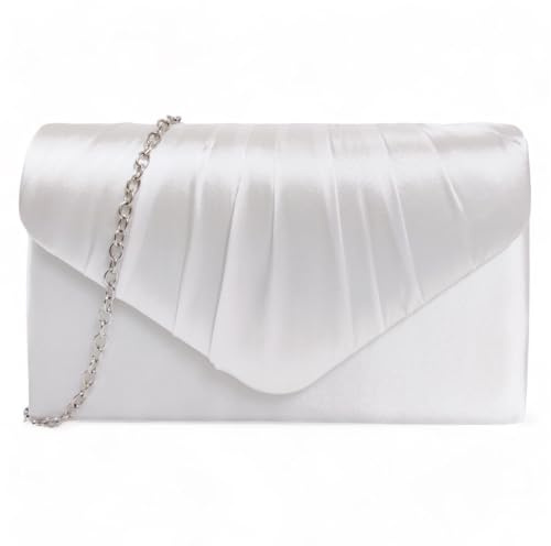 fi9 DAMER SATIN PARTY BORD BRIDAL EVENING CLUTCH HANDVÄSKA Handväska, Vitt, Small
