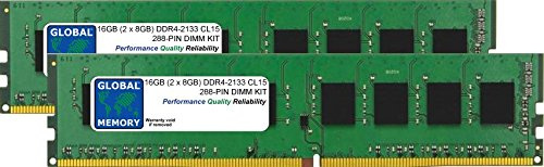 GLOBAL MEMORY 16GB (2 x 8GB) DDR4 2133MHz PC4-17000 288-PIN DIMM Memoria RAM para Ordenadores DE SOBREMESA/Placas Base