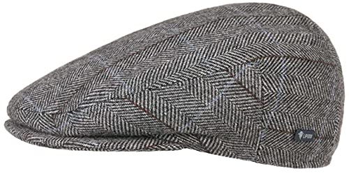 Lipodo Flatcap Karomuster Gefütterte Schiebermütze mit Wolle Made in Italy Herren Herbst/Winter anthrazit 60 cm