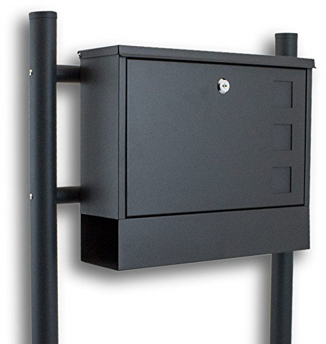 BITUXX® Standbriefkasten Briefkasten Postkasten Mailbox Briefkastenanlage mit integrierten Zeitungsfach Dunkelgrau Anthrazit