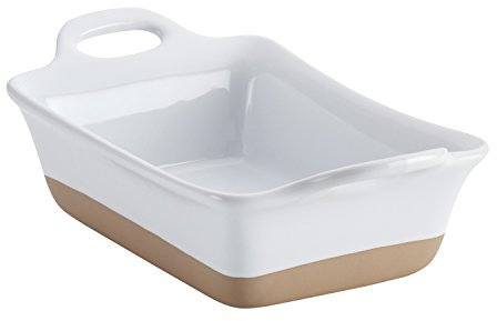Rachael Ray 47029 - Padella rettangolare in gres porcellanato, misura piccola, colore: Bianco