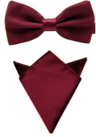 Herren Satin Seide Solid Farbe Fliege Mit Taschentuch Einstecktuch Set