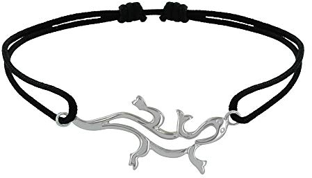 LES POULETTES BIJOUX - Bracelet Lien Argent 925 Salamandre - Noir