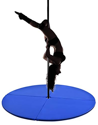 COSTWAY Pole Dance Mat Diámetro 150cm Grosor 5cm Colchoneta Seguridad Plegable para Entrenamiento Bailar Ejercicio (Azul)