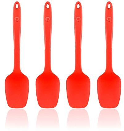 Kochblume Flexlöffel S 4er Set | Premium-Silikon & BPA frei| Hitzebeständig | Spülmaschinenfest (Rot)