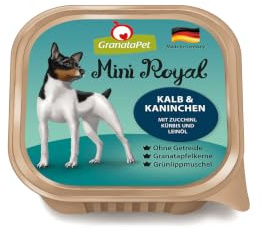 GranataPet Mini Royal kalv & kanin, våtfoder för hundar, hundmat utan spannmål och utan tillsats av socker, komplett mat för vuxna hundar, 11 x 150 g