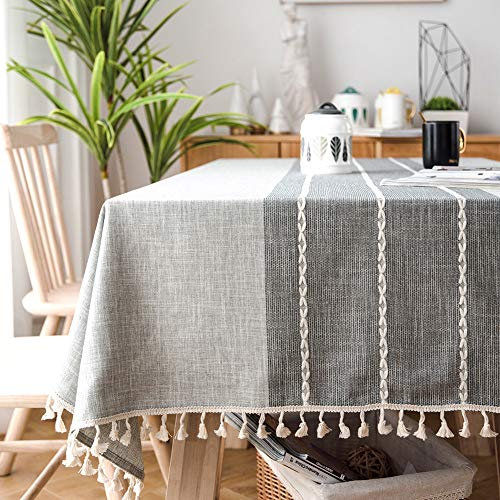 SUNBEAUTY Tischdecke Leinen Baumwolle Abwaschbar Tischtuch Rechteckig Tisch Decke Waschbare Tafeldecke 140x240 cm für Home Küche Speisetisch Dekoration