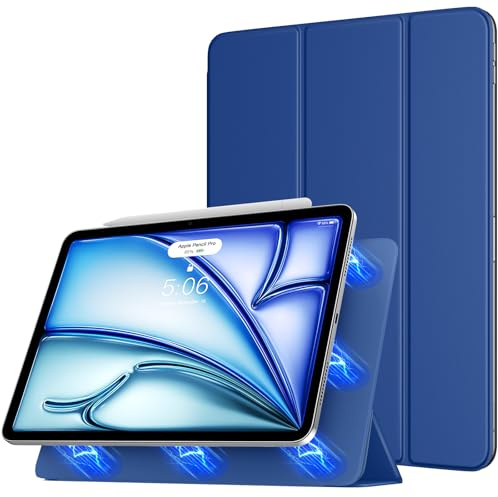 TiMOVO Cover per iPad Air 11 Pollici M4/M3/M2, Air 5a/4a Gen, Blu Marino | Folio Intelligente, Custodia Protettiva Sottile Trifold Magnetico, Funzione Auto Sveglia/Sonno