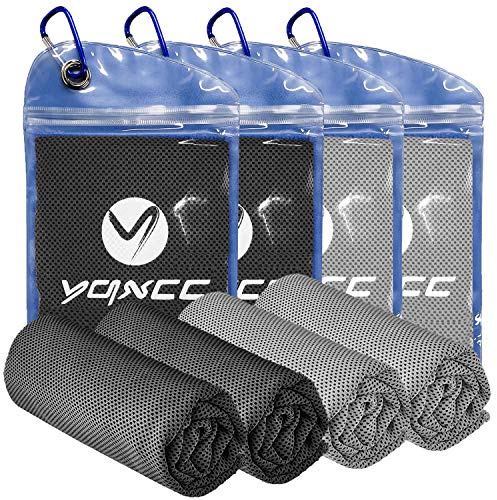 YQXCC 4 Pack Cooling Towels | 40x12 | Cool for Neck and Face | Microfiber Soft Breathable Chilly | for Yoga, Sport, Golf, Gym, Camping, Running & More Activities