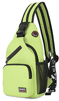 FANDARE Dambröstväska, liten ryggsäck med hörlurshål, slingväska, flicka, axelväska, crossbody, axelväska, resor, vandring, sport, dagryggsäck, hållbar polyester, ljusgrön A, Ljusgrön A, L,