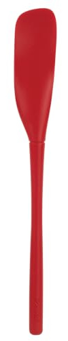 Tovolo Flex-Core - Espátula rascadora de silicona de mango largo, cabeza giratoria en ángulo, herramienta de cocina con parte trasera plana y frente curvado para recoger y raspar
