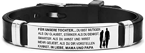 HAYOUWAY Braccialetto personalizzato con incisione per mia figlia, figlio, donna, uomo, mamma, figlio, ispirazione, regolabile, in silicone, in acciaio inox, idea regalo per figlio, figlia, mamma papà