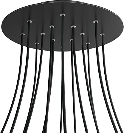 creative cables - Rundes XXL 14-Loch und 4 Seitenlöchern Lampenbaldachin, Rose-One-Abdeckung, 400 mm Durchmesser - Mattschwarz, Schwarz