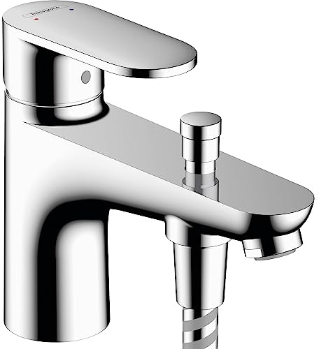 Hansgrohe Mélangeur de salle de bain monotrou avec inverseur chromé incurvé moderne en céramique