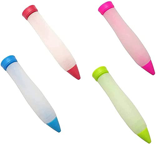 NBZZ Silikon Dekorationsstift Tortenspritze GebäCk Spritzen GebäCk Spritze DIY Garnierstift Garnierspritze für Schokolade und Zuckerguss zum Schreiben und Dekorieren von Lebensmittel (4pcs)