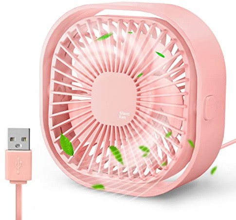 Ventilador de escritorio USB pequeño, mini ventilador de mesa silencioso de 4 pulgadas, ventilador de escritorio portátil de 3 velocidades, pequeño ventilador personal giratorio de 360°, pequeño